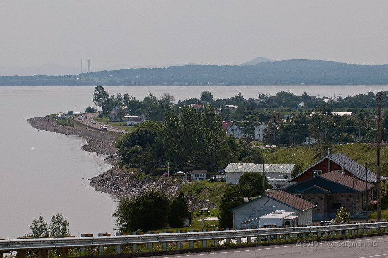 20100721_143734 Nikon D300.jpg - Restigouche River and town of St Omer, Quebec.  One can view the stacks of the closed pulp mill in Dalhousie, NB across the river (see later)